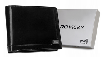 Duży, skórzany portfel męski z systemem RFID - Rovicky