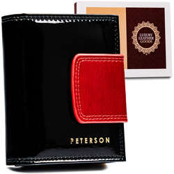 Kompaktowy portfel damski z lakierowanej skóry naturalnej — Peterson