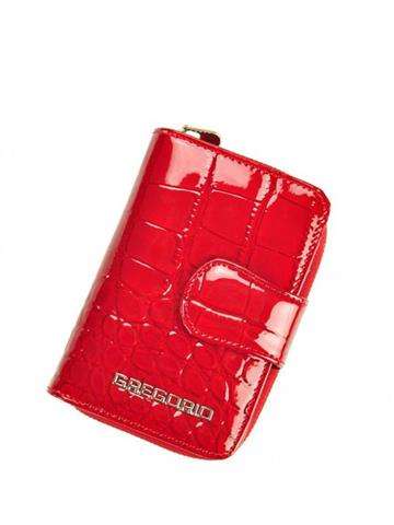 Portfel Damski Gregorio BC-115 Czerwony Skóra Naturalna Pionowy Mały RFID Secure