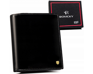 Skórzany, duży portfel męski z systemem RFID - Rovicky