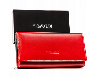 Skórzany portfel damski w orientacji poziomej na zatrzask 4U Cavaldi