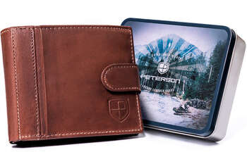 Skórzany portfel męski na karty z zabezpieczeniem RFID Protect - Peterson