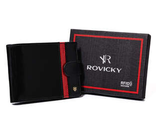 Skórzany portfel męski z ozdobnym paskiem - Rovicky