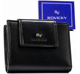 Skórzany portfel na zatrzask z systemem RFID - Rovicky