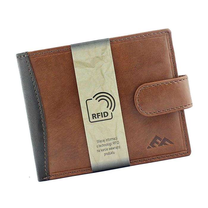 Elegancki skórzany  portfel męski EL FORREST 548-21 RFID brązowy