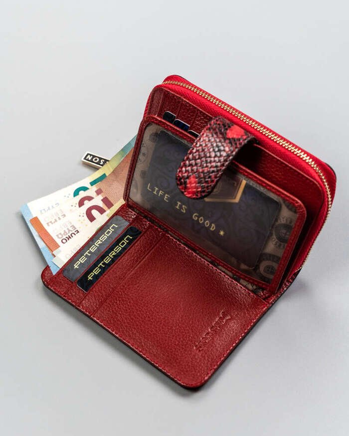 Kompaktowy portfel damski z egzotycznym wzorem — Peterson