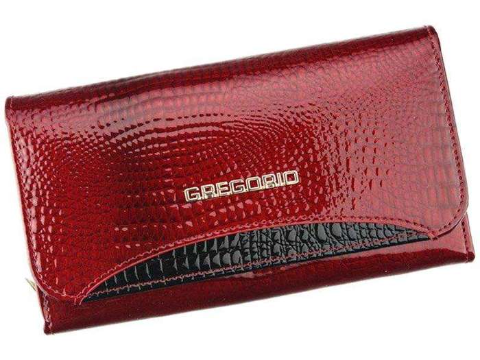 Portfel Damski Gregorio GP-110 Skóra Naturalna Czerwony Poziomy Średni RFID Secure