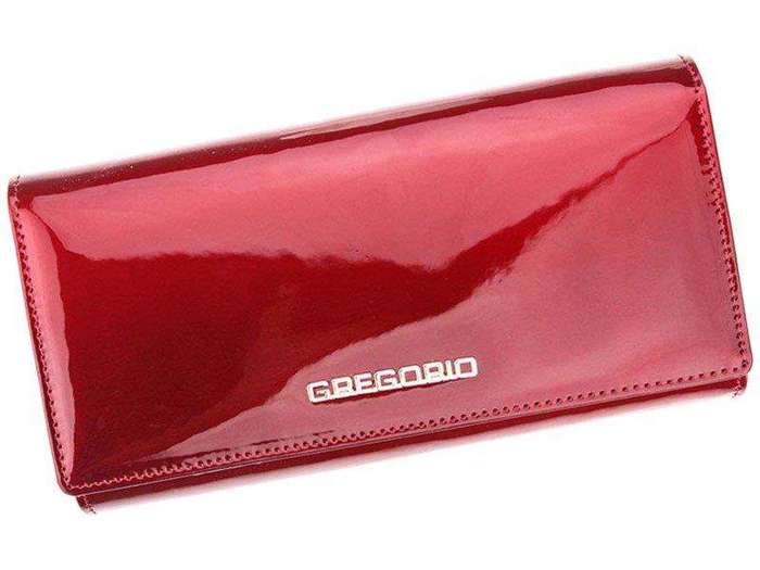 Portfel Damski Gregorio SH-100 Skóra Naturalna Czerwony Poziomy Duży RFID Secure
