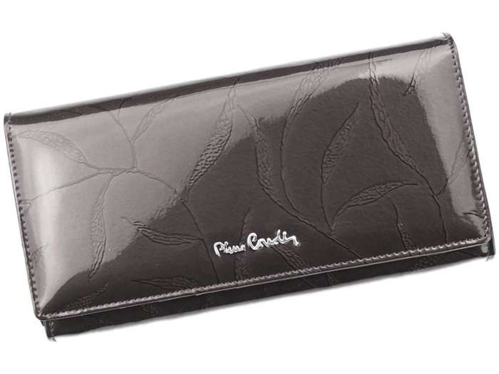Portfel Damski Pierre Cardin 02 LEAF 100 Skóra Naturalna Popiel Duży Poziomy RFID Secure