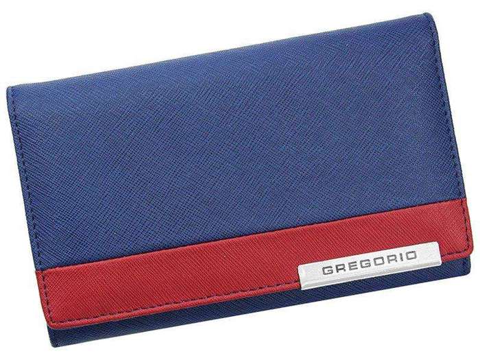 Portfel Damski Skórzany Gregorio FRZ-112 niebieski + czerwony Skóra Naturalna 