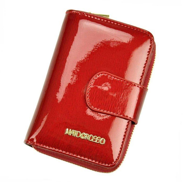 Skórzany portfel damski zapinany na zatrzask  Mato Grosso 0821-41 RFID czerwony