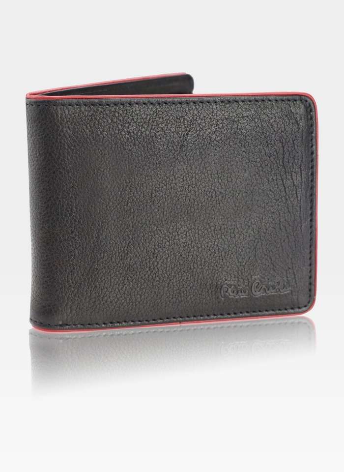 Skórzany portfel męski Pierre Cardin Tumble 8824 RFID Black+red