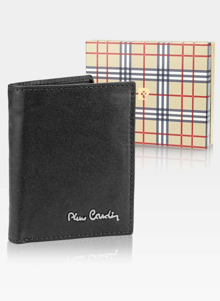 Skórzany portfel męski Pionowy Pierre Cardin Tilak50 1810 RFID Czarny
