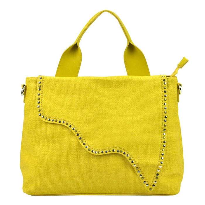 Torebka Shopperbag Lookat LK-H0109 Żółta Eko-Skóra z Dodatkowym Paskiem Mieści A4