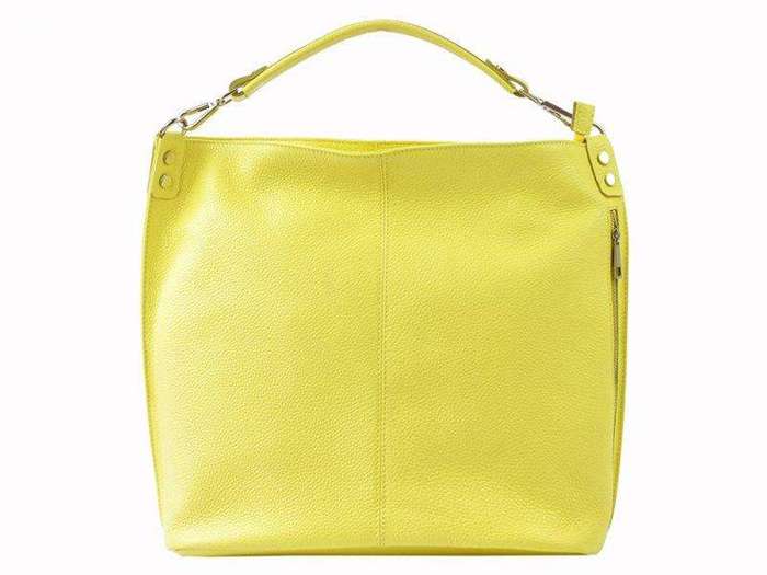 Torebka Skórzana Patrizia 318-007 Shopperbag Żółta Duża Ze Skóry Naturalnej Na Ramię Mieści A4