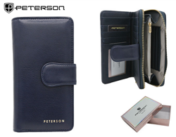 Duży, pionowy portfel damski ze skóry ekologicznej - Peterson