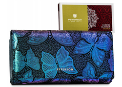Duży portfel damski skórzany w motyle ze skóry naturalnej — Peterson