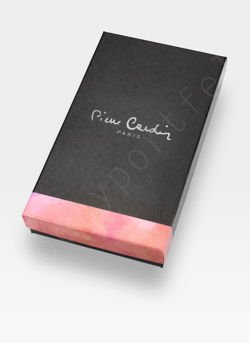 Portfel Damski Pierre Cardin 02 LEAF 100 Skóra Naturalna Czarne Liście Poziomy Duży RFID Secure