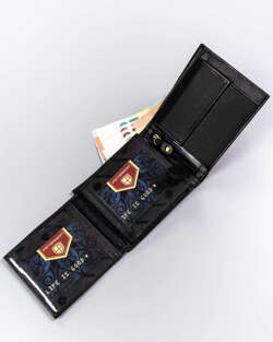 Skórzany portfel męski w orientacji poziomej z systemem RFID Peterson